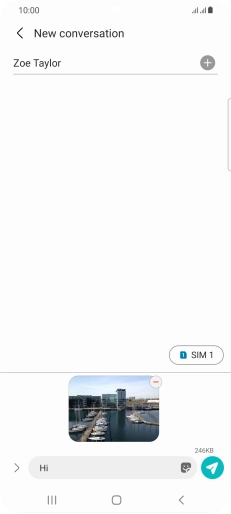 Press the send icon when you've finished your MMS. Press the send icon when you've finished your MMS.