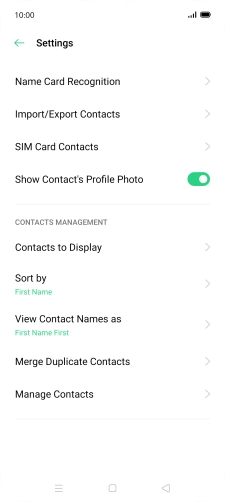 Press SIM Card Contacts. Press SIM Card Contacts.