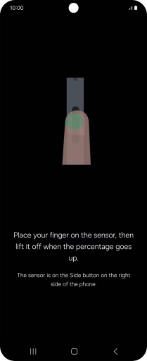 Follow the instructions on the screen to create the phone lock code using your fingerprint. Follow the instructions on the screen to create the phone lock code using your fingerprint.