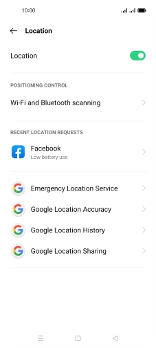 Press Google Location Accuracy. Press Google Location Accuracy.