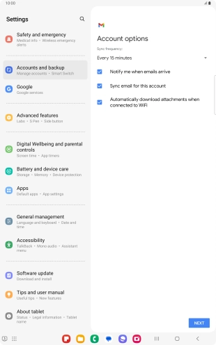 If this screen is displayed, you email account has been recognised and set up automatically. Follow the instructions on the screen to key in more information and finish setting up your tablet. If this screen is displayed, you email account has been recognised and set up automatically. Follow the instructions on the screen to key in more information and finish setting up your tablet.