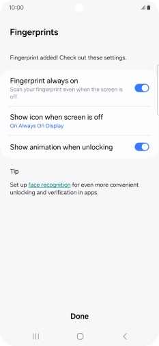 Press the required settings to turn them on or off. Press the required settings to turn them on or off.