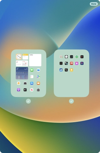 Press the fields below the required home screens to select or deselect them. Press the fields below the required home screens to select or deselect them.