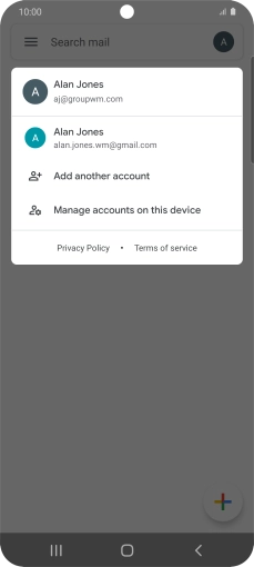 Press the required email account. Press the required email account.