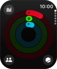 The screen will tell you how far you are from completing your daily activity goals. When the coloured rings are closed, you've reached the goals of your daily activity. The screen will tell you how far you are from completing your daily activity goals. When the coloured rings are closed, you've reached the goals of your daily activity.