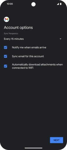 If this screen is displayed, you email account has been recognised and set up automatically. Follow the instructions on the screen to key in more information and finish setting up your phone. If this screen is displayed, you email account has been recognised and set up automatically. Follow the instructions on the screen to key in more information and finish setting up your phone.