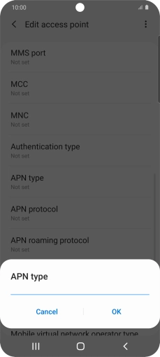 Key in default and press OK. Key in default and press OK.