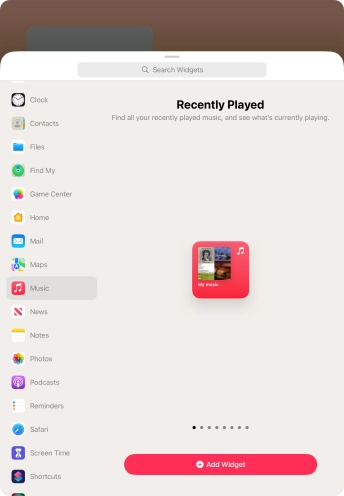 Slide your finger right or left on the screen to select the required widget size. Slide your finger right or left on the screen to select the required widget size.