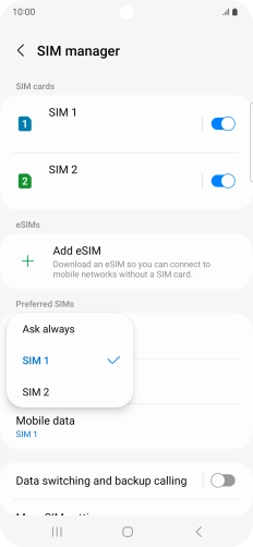 Press the required setting. Press the required setting.