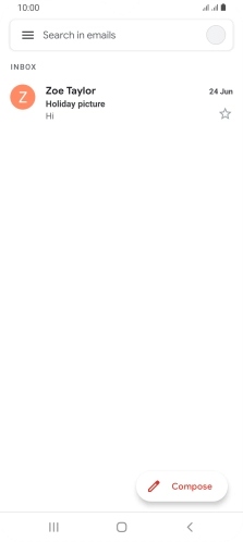 Press the email account icon. Press the email account icon.