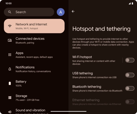 Press Wi-Fi hotspot. Press Wi-Fi hotspot.
