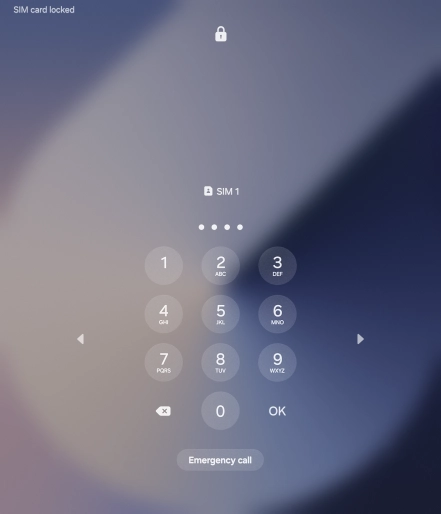 If your SIM is locked, key in your PIN and press OK. The default PIN is 1111. If your SIM is locked, key in your PIN and press OK. The default PIN is 1111.