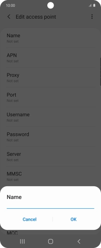 Key in EE Internet and press OK. Key in EE Internet and press OK.