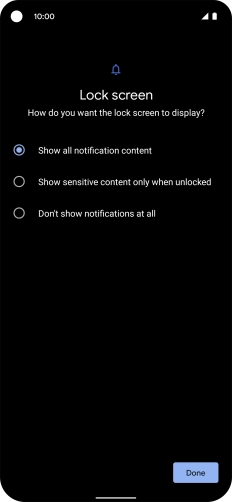 Press the required setting. Press the required setting.