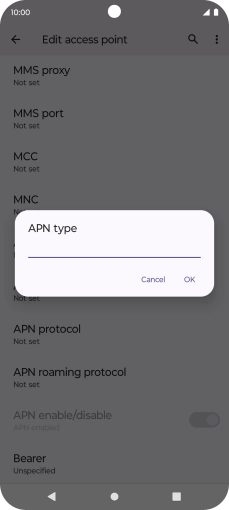 Key in default and press OK. Key in default and press OK.