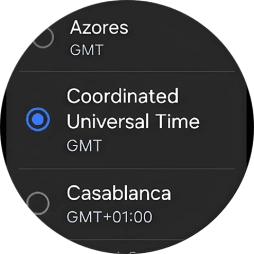 Press the required time zone. Press the required time zone.