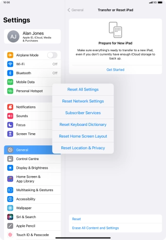Press Reset All Settings. Press Reset All Settings.
