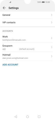 Press the required email account. Press the required email account.
