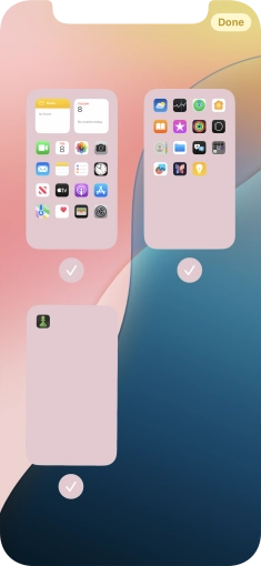 Press the fields below the required home screen pages to select or deselect them. Press the fields below the required home screen pages to select or deselect them.
