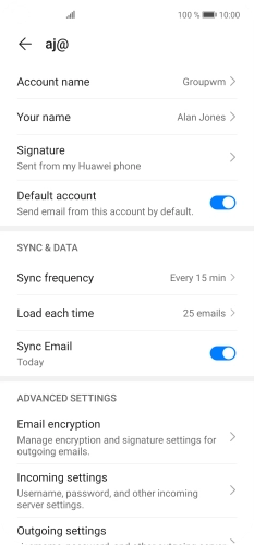 Press Account name and key in the required name. Press Account name and key in the required name.
