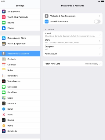 Press the name of the email account you've just set up. Press the name of the email account you've just set up.