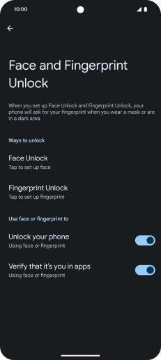Press Fingerprint Unlock. Press Fingerprint Unlock.