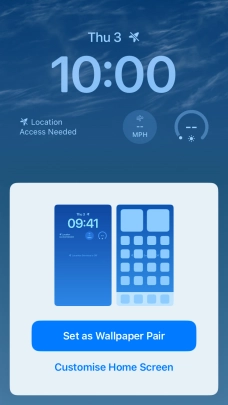 To use the same colour theme on the home screen, press Set as Wallpaper Pair. To use the same colour theme on the home screen, press Set as Wallpaper Pair.