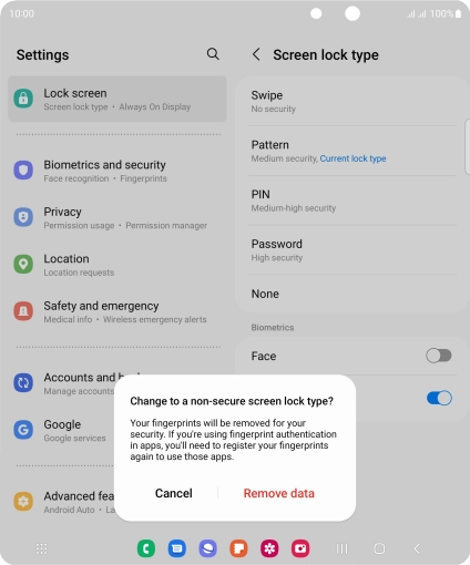 Press Remove data. Press Remove data.