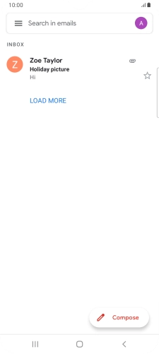 Press the email account icon. Press the email account icon.