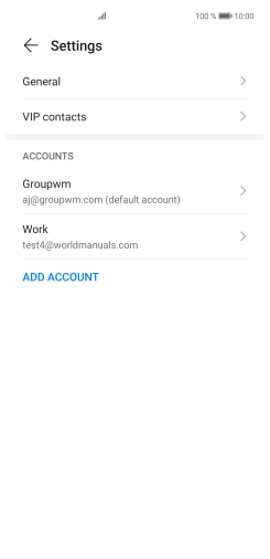 Press the required email account. Press the required email account.