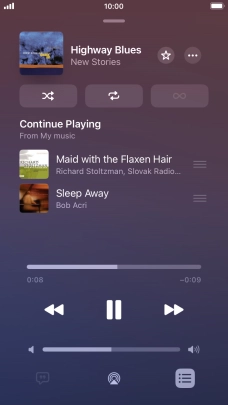 Press the shuffle icon to turn the function on or off. Press the shuffle icon to turn the function on or off.