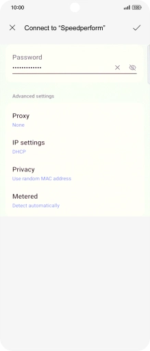 Key in the password for the Wi-Fi network and press the confirm icon. Key in the password for the Wi-Fi network and press the confirm icon.