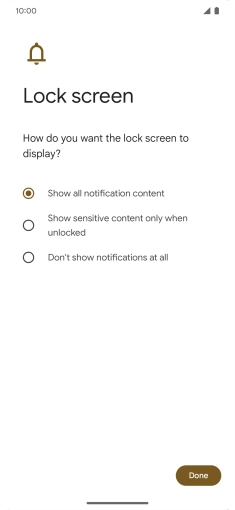 Press the required setting. Press the required setting.