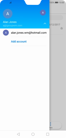 Press the required email account. Press the required email account.