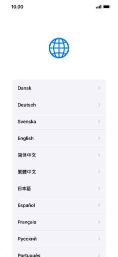 Press the required language. Press the required language.
