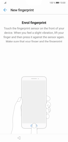 Follow the instructions on the screen to create the phone lock code using your fingerprint. Follow the instructions on the screen to create the phone lock code using your fingerprint.