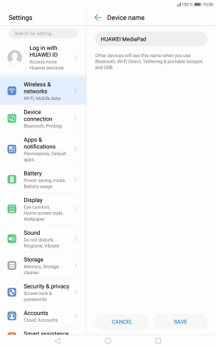 Key in the required Wi-Fi hotspot name and press SAVE. Key in the required Wi-Fi hotspot name and press SAVE.