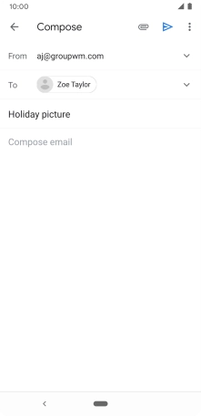 Press the text input field and write the text for your email. Press the text input field and write the text for your email.