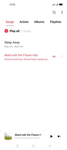 Press the song title at the bottom of the screen. Press the song title at the bottom of the screen.