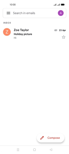 Press the email account icon. Press the email account icon.