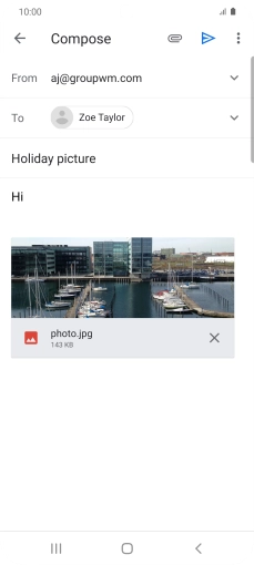 Press the send icon when you've finished your email message. Press the send icon when you've finished your email message.