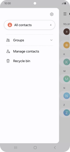 Press Manage contacts. Press Manage contacts.