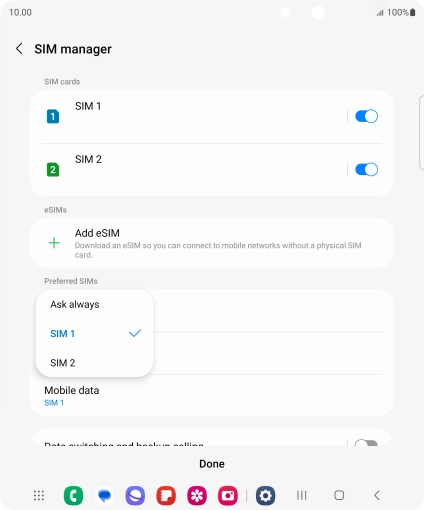 Press the required setting. Press the required setting.
