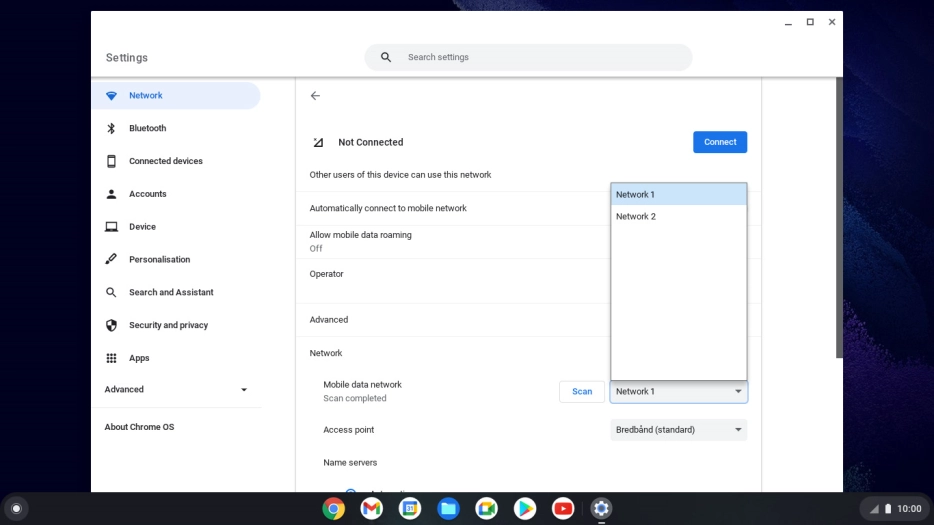 Click the required network. Click the required network.