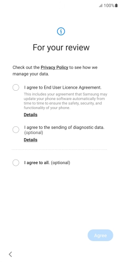 Press the fields next to the required settings to select them. Press the fields next to the required settings to select them.