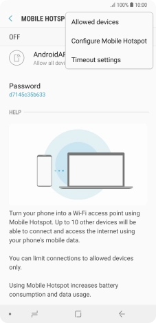Press Configure Mobile Hotspot. Press Configure Mobile Hotspot.