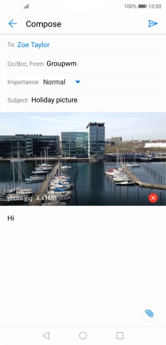 Press the send icon when you've finished your email message. Press the send icon when you've finished your email message.