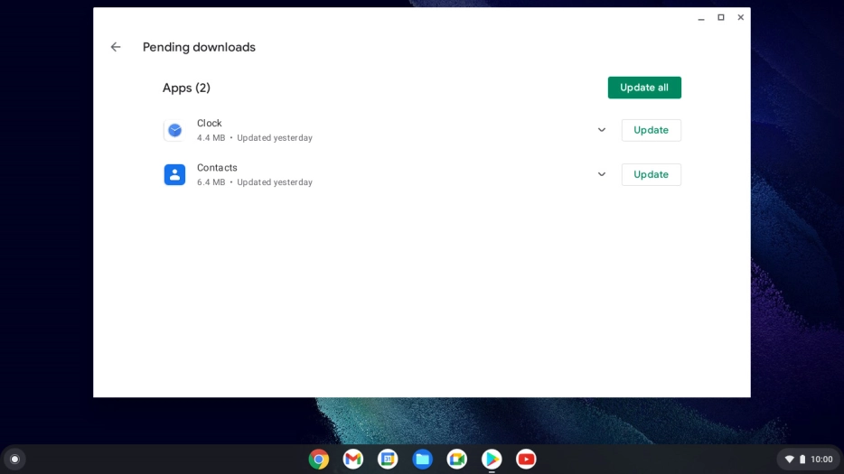 Click Update all and wait while your apps are updated. Click Update all and wait while your apps are updated.