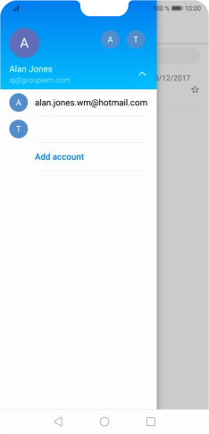 Press the required email account. Press the required email account.