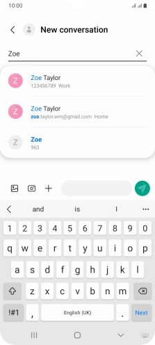 Press the required contact. Press the required contact.